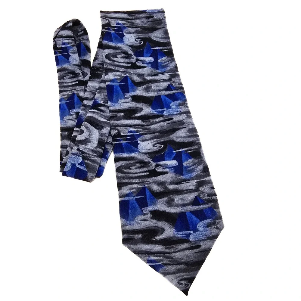 Grateful Dead Great Pyramid First Set Silk Necktie‎ Blue Grey Abstract Vintage